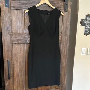 Ann Taylor Black V-Neck Midi Dress